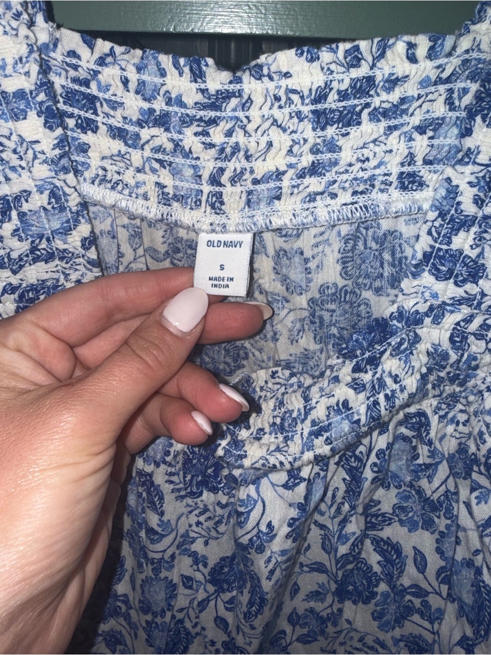 Old Navy Blue and White Floral Smocked Sundress - Picture 2 of 2